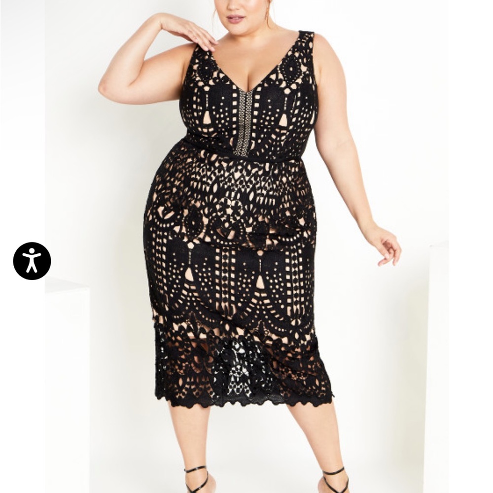 City chic black lace “all class” dress